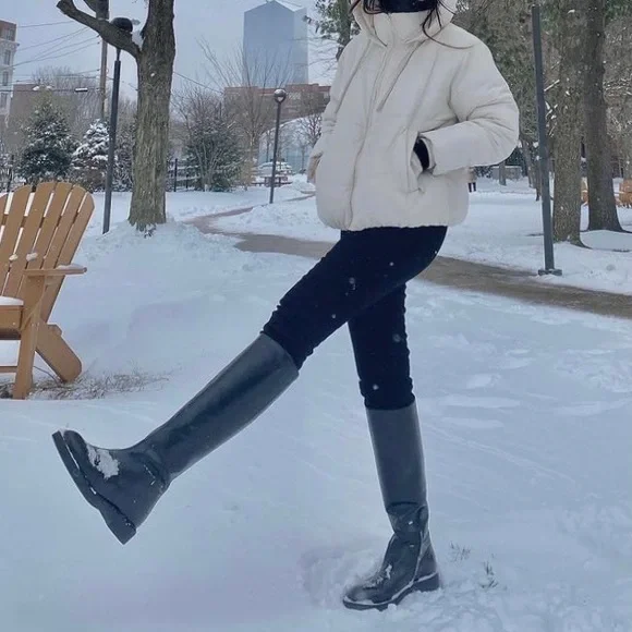 Zara black leather knee high boots blogger style toteme khaite the row - Picture 12 of 16